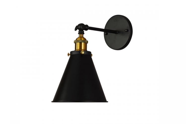 Applique lampada da parete da muro Stile Industriale vintage in metallo colore nero RUBI W1
