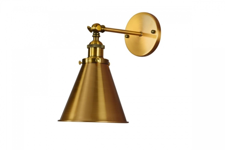 Applique lampada da parete da muro Stile Industriale vintage in metallo colore ottone RUBI W1