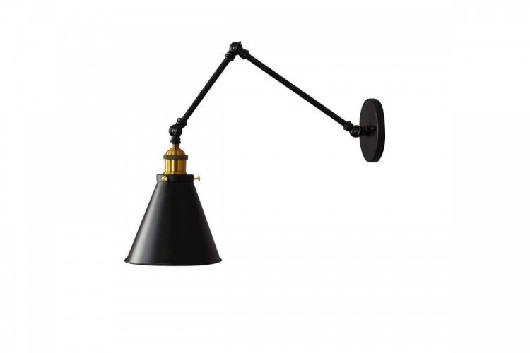 Applique lampada da parete da muro Stile Industriale vintage con angolo di inclinazione regolabile in metallo colore nero RUBI W
