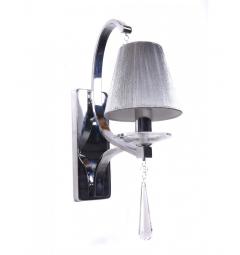 Applique lampada da parete da muro stile classico in metallo, tessuto e cristalo con un punto luce Wenisia W1 colore Argento