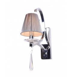 Applique lampada da parete da muro stile classico in metallo, tessuto e cristalo con un punto luce Wenisia W1 colore Argento