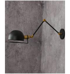 Applique lampada da parete da muro Stile Industriale vintage in metallo colore nero Glum W2 