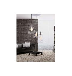 Lampada a sospensione vintage in gabbia di metallo colore bianco con tre punti luce Cobi W3 