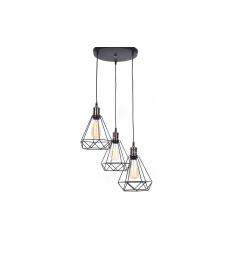 Lampada a sospensione vintage in gabbia di metallo colore nero con tre punti luce Cobi W3 