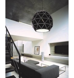 Lampadario moderno di design, paralume in metallo diametro 30 cm colore nero BOKKA