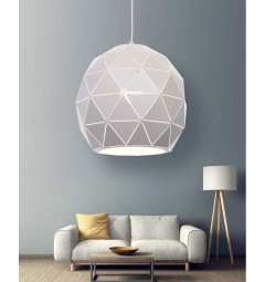 Lampadario moderno di design, paralume in metallo diametro 30 cm colore bianco BOKKA