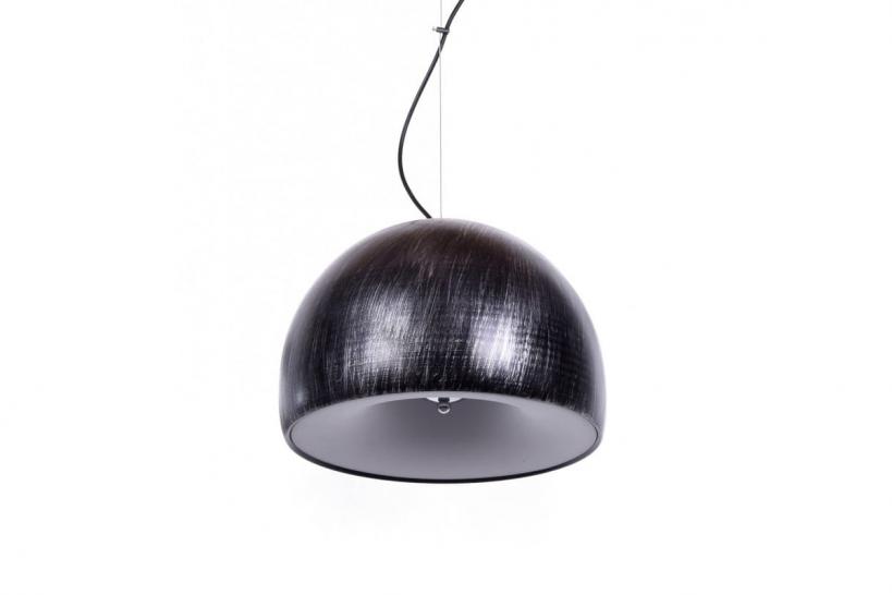 Lampada a sospensione design moderno, paralume in plastica e metallo colore nero con grigio BRIO