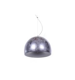 Lampada a sospensione design moderno, paralume in plastica e metallo colore argento con grigio BRIO