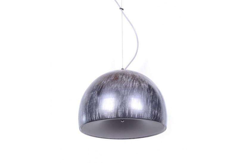 Lampada a sospensione design moderno, paralume in plastica e metallo colore argento con grigio BRIO