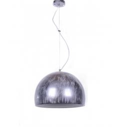 Lampada a sospensione design moderno, paralume in plastica e metallo colore argento con grigio BRIO