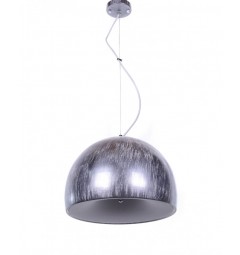 Lampada a sospensione design moderno, paralume in plastica e metallo colore argento con grigio BRIO