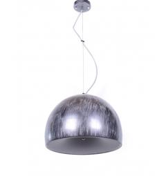 Lampada a sospensione design moderno, paralume in plastica e metallo colore argento con grigio BRIO