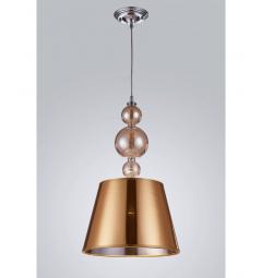 Lampadario a sospensione moderno di design in vetro e metallo, paralume in tessuto colore oro centro argento MURANEO 