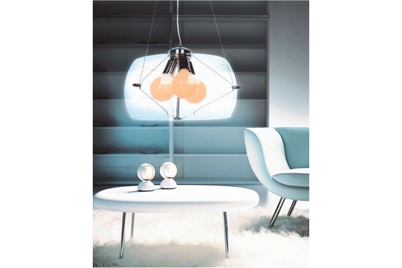 Lampadario moderno a sospensione in vetro trasparente Globo D40