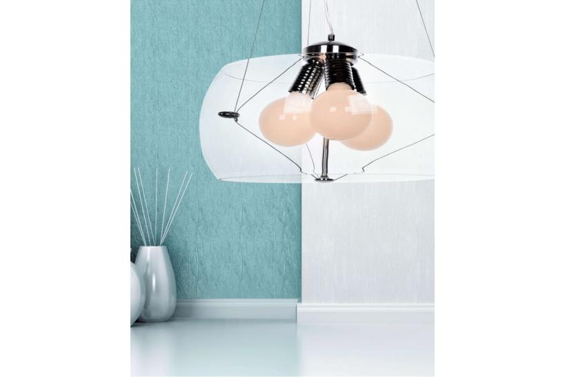 Lampadario moderno a sospensione in vetro trasparente Globo D50