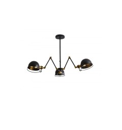 Lampada a sospensione in stile industriale vintage con 3 punti luce di metallo colore nero VALMONTI W3