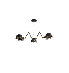 Lampada a sospensione in stile industriale vintage con 3 punti luce di metallo colore nero VALMONTI W3