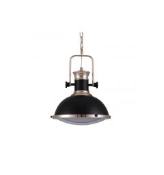 Lampada a sospensione in stile industriale vintage loft di metallo colore nero e ottone lucido BATORE W1