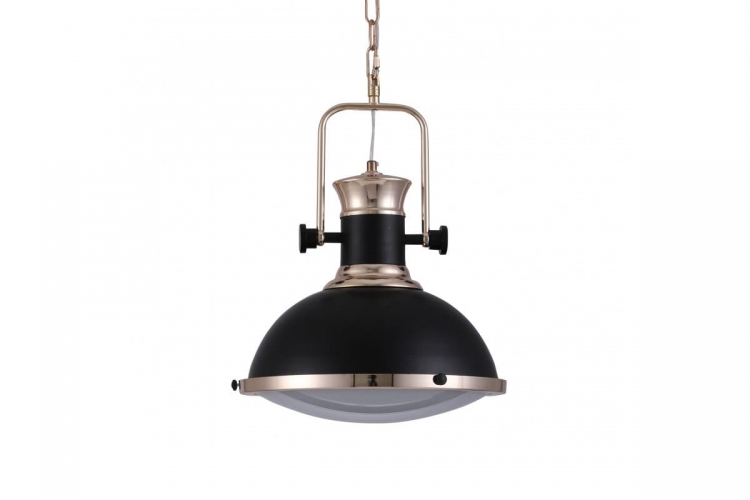 Lampada a sospensione in stile industriale vintage loft di metallo colore nero e ottone lucido BATORE W1