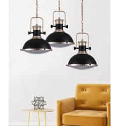 Lampada a sospensione in stile industriale vintage loft di metallo colore nero e ottone lucido BATORE W1