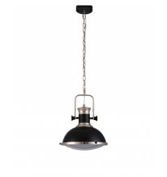 Lampada a sospensione in stile industriale vintage loft di metallo colore nero e ottone lucido BATORE W1