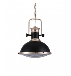 Lampada a sospensione in stile industriale vintage loft di metallo colore nero e ottone lucido BATORE W1