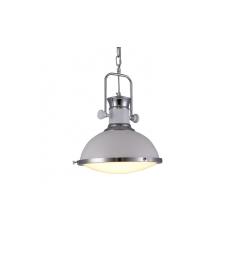 Lampada a sospensione in stile industriale vintage loft di metallo colore bianco e cromato BATORE W1