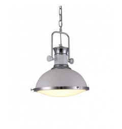 Lampada a sospensione in stile industriale vintage loft di metallo colore bianco e cromato BATORE W1