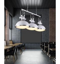 Lampadario a sospensione in stile industriale vintage loft di metallo colore bianco e cromato con 3 punti luce BATORE W3