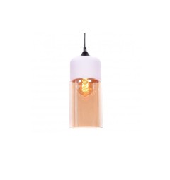 Lampadario a sospensione in stile industriale vintage loft in vetro color ambra e metallo colore bianco ZENIA