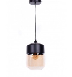 Lampada a sospensione in stile industriale vintage loft in vetro trasparente e metallo colore nero ASTILA