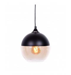 Lampada a sospensione in stile industriale vintage loft in vetro trasparente e metallo colore nero ALBION