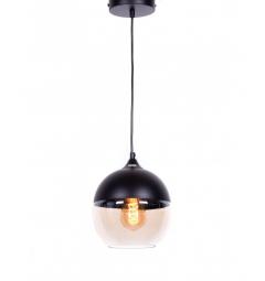 Lampada a sospensione in stile industriale vintage loft in vetro trasparente e metallo colore nero ALBION