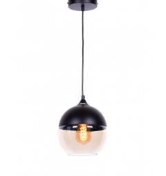 Lampada a sospensione in stile industriale vintage loft in vetro trasparente e metallo colore nero ALBION