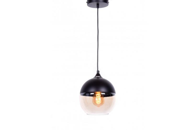Lampada a sospensione in stile industriale vintage loft in vetro trasparente e metallo colore nero ALBION