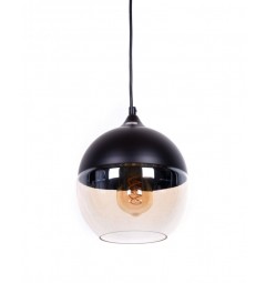 Lampada a sospensione in stile industriale vintage loft in vetro trasparente e metallo colore nero ALBION