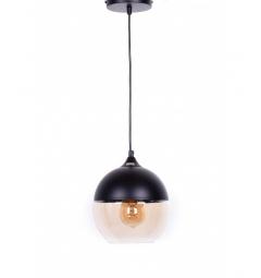 Lampada a sospensione in stile industriale vintage loft in vetro trasparente e metallo colore nero ALBION