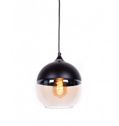 Lampada a sospensione in stile industriale vintage loft in vetro trasparente e metallo colore nero ALBION