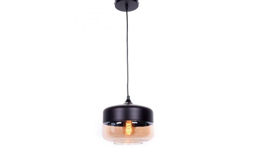Lampada a sospensione in stile industriale vintage loft in vetro trasparente e metallo colore nero BARLET Lampada a sospensione in stile industriale vintage loft in vetro trasparente e metallo colore nero BARLET