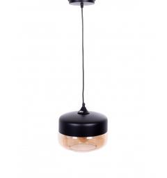 Lampada a sospensione in stile industriale vintage loft in vetro trasparente e metallo colore nero BARLET