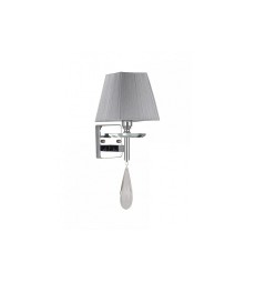 Applique lampada da parete in stile classico di metallo cromato e cristalli con paralume grigio VALENTINA W1 