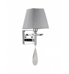 Applique lampada da parete in stile classico di metallo cromato e cristalli con paralume grigio VALENTINA W1 