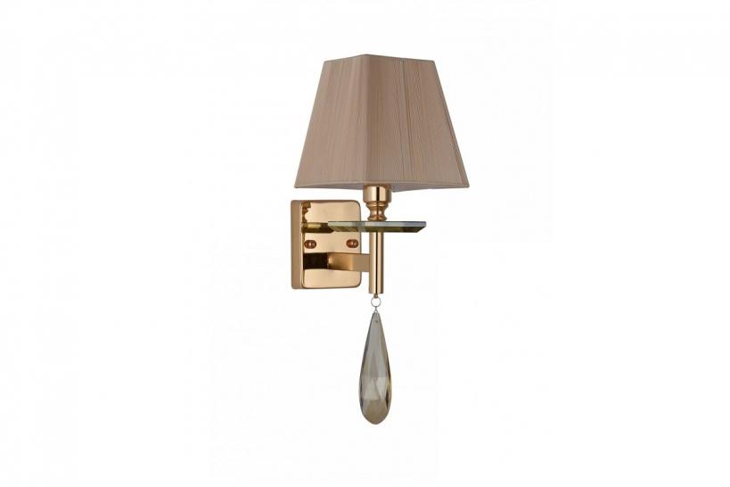 Applique lampada da parete in stile classico di metallo colore oro e cristalli con paralume crema VALENTINA W1