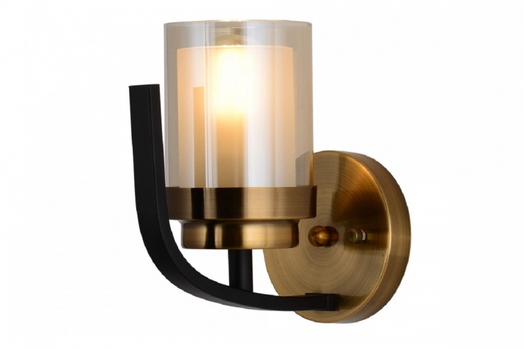 Applique lampada da parete in stile industriale vintage di metallo colore nero e ottone BONTON W1