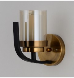Applique lampada da parete in stile industriale vintage di metallo colore nero e ottone BONTON W1