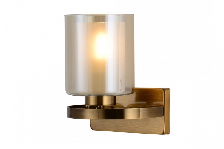 Applique lampada da parete in stile industriale vintage di metallo colore ottone con paralume in vetro SANTINI W1