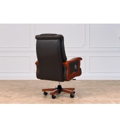 sedia con rotelle per ufficio realizzata in pelle particolare retro schienale