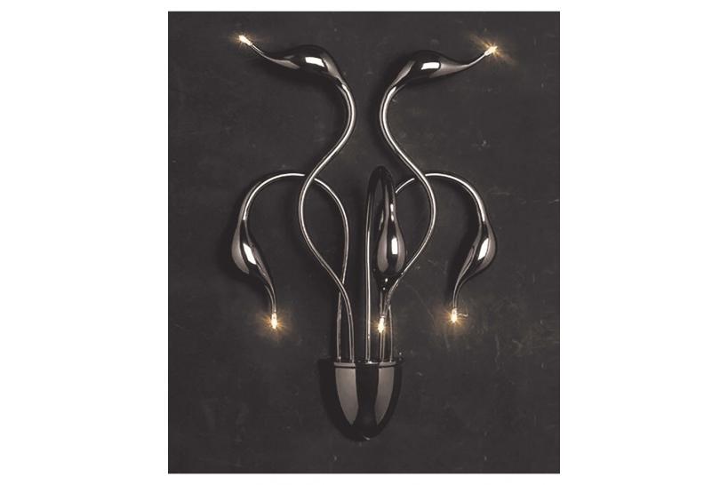 Applique lampada da parete da muro stile moderno di design in metallo colore nero Magica W5 Applique lampada da parete da muro stile moderno di design in metallo colore nero Magica W5