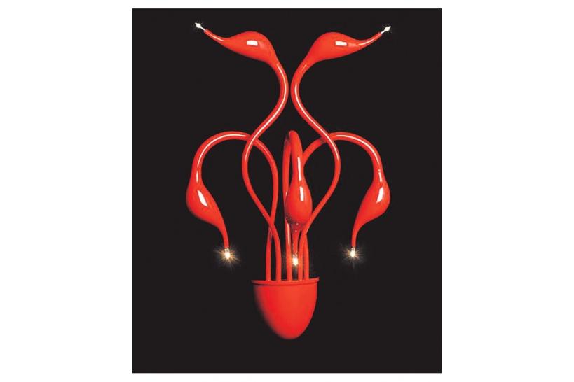 Applique lampada da parete da muro stile moderno di design in metallo colore rosso Magica W5 Applique lampada da parete da muro stile moderno di design in metallo colore rosso Magica W5
