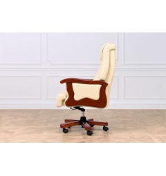 sedie e poltrone per ufficio in vera pelle beige particolare lato sinistro